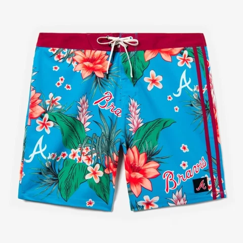 Atlanta Braves  Hurley 47 Brand  Aloha Hawaiian Swim Trunks in Blue Size 38 NWT Cover