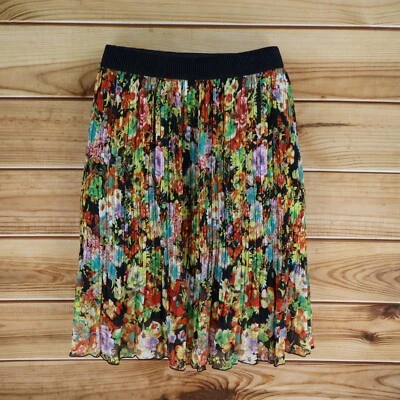 Falda plisada Studio West Apparel para mujer L colorida floral forrada en la cintura elástica Foto 1 de 4