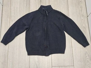 Lands' End Boys Cotton Zip Front Cardigan Navy Size S (US 8) - Picture 1 of 3