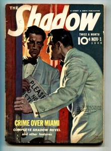 PULP: SHADOW 1940 Nov 1-Crime Over Miami- STREET AND SMITH-RARE PULP VG/FN - Picture 1 of 1