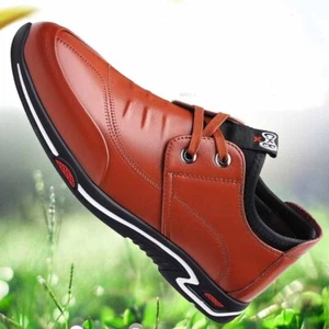 Men's Shoes Leather Lace Up Breathable Shoes For Men Casual Shoes With Soft Sole - Picture 1 of 20