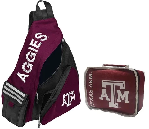 Texas A&M Aggies Lightweight Shoulder Backpack and Insulated Lunch/Toiletry Bag Cover