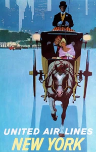 1960 New York - United Air Lines - Travel Poster - Picture 1 of 1