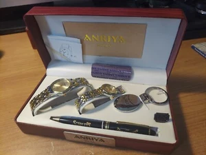 NIB Lot 2 Anriya Milan His And Hers Watch w/ Pen Set Quartz Teller House Casinos - Picture 1 of 4