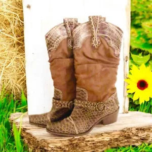 J Renee Brown Montana Western Boots - Size 10W - Picture 1 of 9