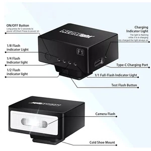 Rechargeable Camera Flash Light Speedlite Ricoh GR3 For Canon Sony - Picture 1 of 18