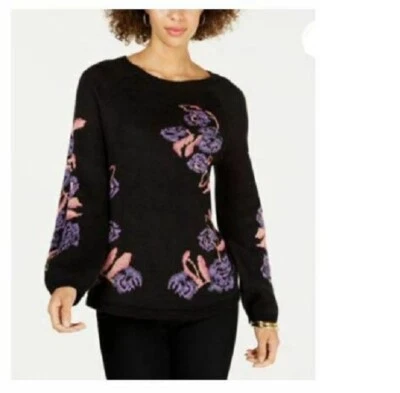 Suéter Style&Co Mujer Talla Grande Negro Púrpura Combo Cuello Redondo Brillo Volantes NUEVO Foto 1 de 3