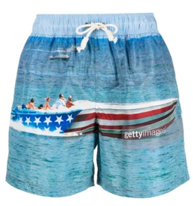 PALM ANGELS GETTY SPEEDYBOAT LOGO MEN SWIM SHORTS PMFD002S23FAB0051009 - Picture 1 of 5