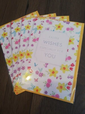 Pack of 4 Easter Cards BNIP Colourful Flowers  - Image 1 of 3