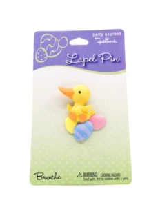 NEW Hallmark Holiday Yellow Baby Duck Duckling with Easter Eggs Lapel Pin - Picture 1 of 3