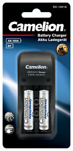 Camelion Reise Ladegerät BC-1001A inkl. 2x Ni-MH Always Ready Akku Micro AAA 800