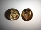 2 Brass Tone Metal Badges: US Army EAGLE Insignia + ADJUTANT GENERAL'S Corps