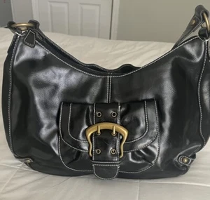 Nine West Hobo Shoulder Bag Black Gold Y2K Vintage Purse Handbag - Picture 1 of 9