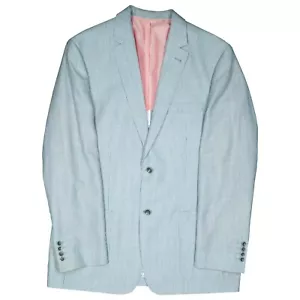BARUTTI Chaqueta de Hombre Americana Verano Lino 102 L42 Azul Blanco Rayas Nuevo - Imagen 1 de 3