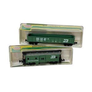 MODEL POWER N SCALE BURLINGTON NORTHERN CABOOSE & GONDOLA - LOT OF 2 - Picture 1 of 2