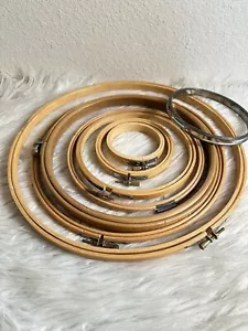 1 Vintage 7” Wooden GIBBS Embroidery Hoop & 7 other hoops - Picture 1 of 10