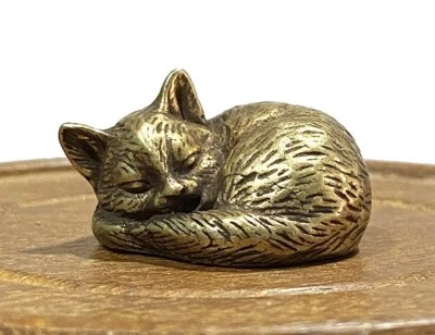 Lindo gato animal estatua de latón pequeña escultura estatuilla de mesa decoración del hogar regalos Foto 1 de 3