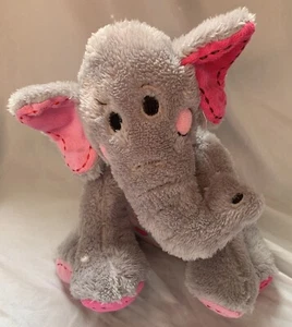 Dandee Elephant Stuffed Animal Soft Gray Pink Plush 10" Collectors Choice  - Picture 1 of 4