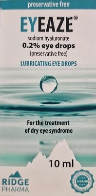 Eyeaze Lubricating Dry Eye Drops 0.2% Sodium Hyaluronate 10ml