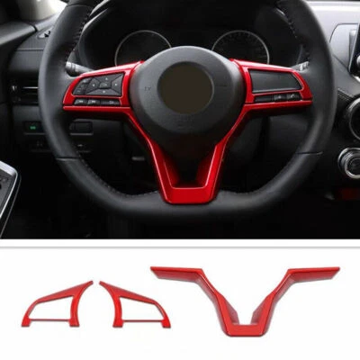 3pcs For Nissan Rogue Sport 2017-2022 Red Steering Wheel button Frame Cover trim - Изображение 1 из 4