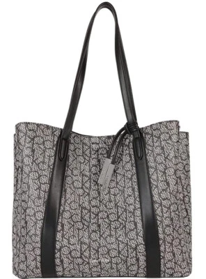 NEW Calvin Klein Women's Black Gray Logo Large Shopper Tote Bag Handbag Purse - Image 1 of 4
