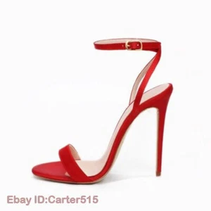Sandalias sexy de tacón de aguja altos con correas redondas de cuero PU de verano para mujer - Imagen 1 de 28