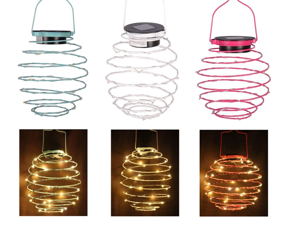 LED Solar-Spirallaterne 12cm Lampion Spirale Solarlampe Hängelaterne Gartendeko - Bild 1 von 1