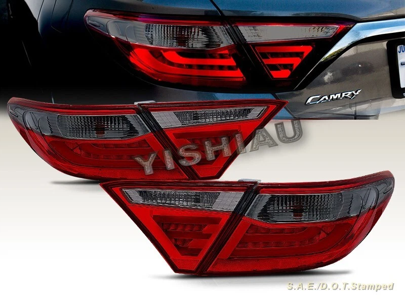 2015 2016 2017 TOYOTA CAMRY SEDAN LANTERNAS TRASEIRAS VERMELHAS FUMAÇA L.E.D 4 PEÇAS - Imagem 1 de 3