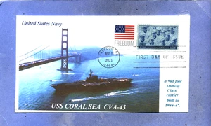 USS CORAL SEA CV-43 Viet Nam War Aircraft Carrier Color Photo Golden Gate F Day - Picture 1 of 1