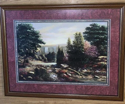 Home Interiors Waterfall Landscape 30x24.5” Picture Joe Sambatero VGUC HIG - Image 1 of 4
