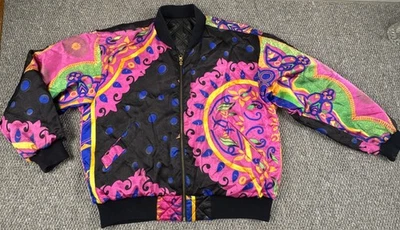 De Colección Mulberry Street Talla M Chaqueta Bomber Vibrante Reversible Negra Acolchada Puffer Foto 1 de 4