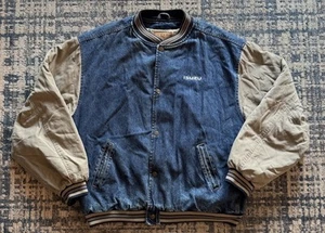 Vintage Gear for Sports Isuzu Denim Varsity Bomber Snap Jacket 90s Men's 2XL - Picture 1 of 9