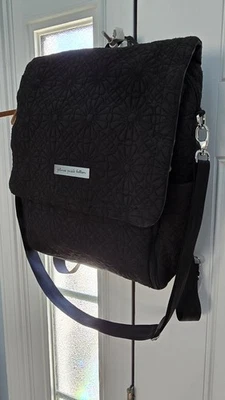 Petunia Pickle Boxy Backpack - Baby diaper bag, Black Flower Quilt Diaper Bag - Image 1 of 4