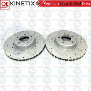 FOR BMW 6 SERIES E63 E64 635d FRONT CROSS DRILLED BRAKE DISCS PAIR 348mm - Picture 1 of 7