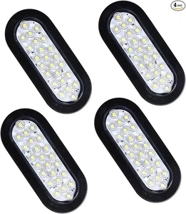 6" Oval LED Trailer Lights 24 White LED Reverse Backup Lights Waterproof (4) - Picture 1 of 6