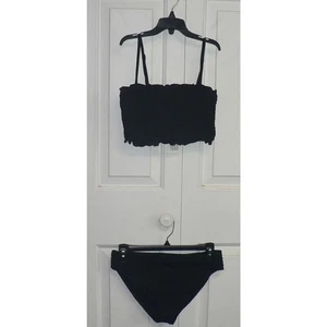 Seed Heritage Girls Shirred Two Piece Bandeau Bikini in Black Size 16 MSRP $45 - Picture 1 of 4