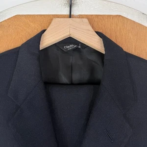 VINTAGE Claiborne Suit Mens 42S Gray 3 Button Canvas Wool Pants 34x26 Pleated - Picture 1 of 20