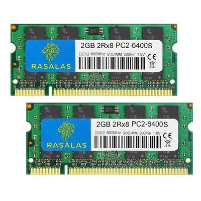 DDR2 800 Sodimm DDR2 4GB Kit 2x2GB PC2 6400S 2RX8 1.8V CL6 RAM Memory Modules... - Image 1 of 4