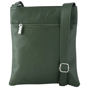 DIAS IROFILI Calf Leather Cross Body Bag Dark Green Made in Greece - Picture 1 of 3