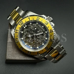 Custom Made Skeleton Watch YM Style NH70 Auto Movement Gold Aluminum Bezel S/GD - Picture 1 of 5
