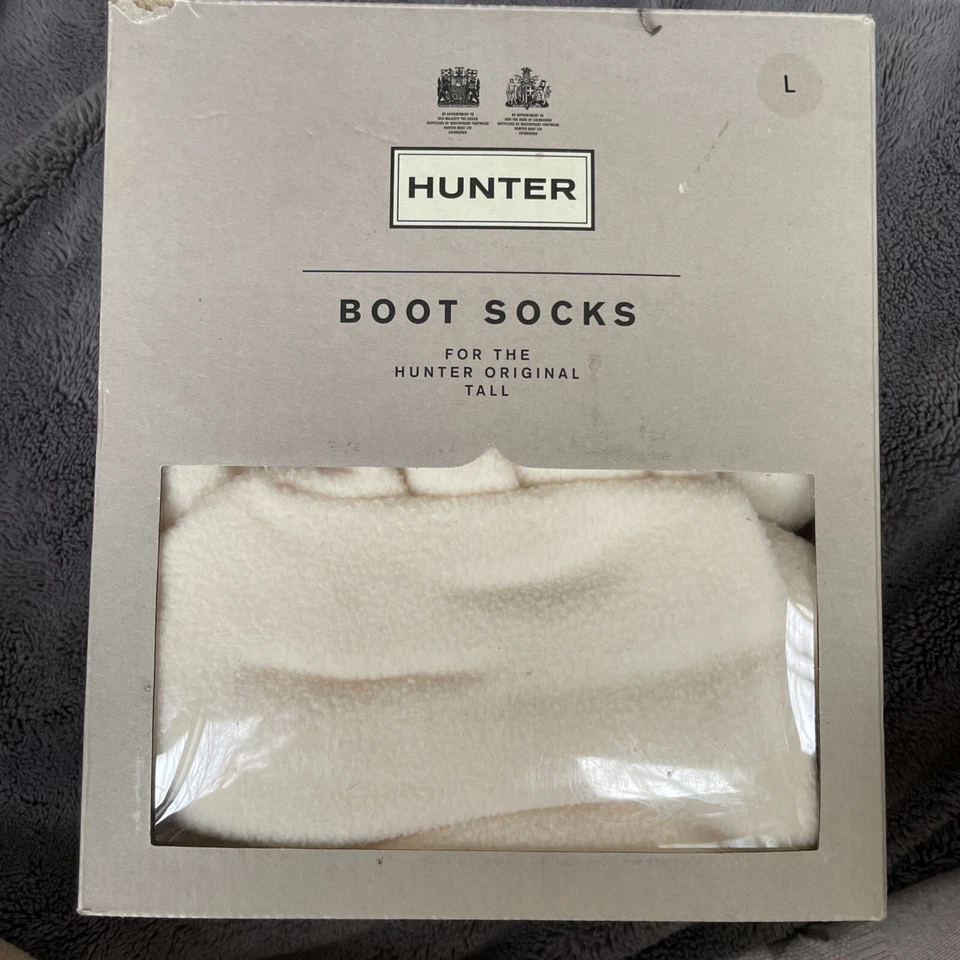 Calcetines para mujer Hunter crema originales altos de lana talla L se adapta a caja abierta 8-10 Foto 1 de 4