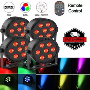 4x 7LED RGB Par Can Lights DMX Stage Effect DJ Disco Party Uplighter Lighting - Picture 1 of 14