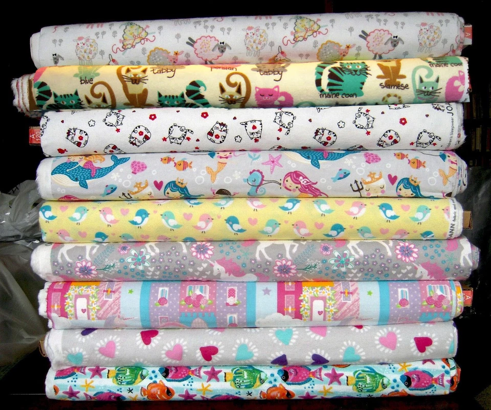 Cotton Flannel Unicorns Cats Birds Sheep Hearts Fish Nursery Baby  FQ HY BTY - image 1 of 1