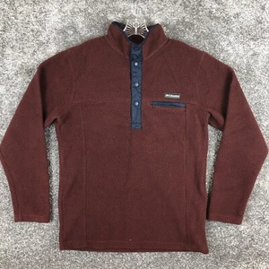 Columbia Fleece Pullover Men Size Small Burgundy Snap Up Buttons - Picture 1 of 11