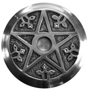 Pentagram Incense Burner 4.5" NEW Aluminum Silver Color Ash Catcher Altar Tile - Picture 1 of 2