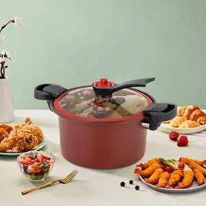 Micro Pressure Cooker, Non-Stick Pot, Stainless Steel Pressure Cooker 1.8L Red - Picture 1 of 23