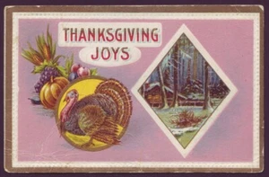 1912 Postcard • Thanksgiving Joys / Turkey / Avon, Ill. - Picture 1 of 2