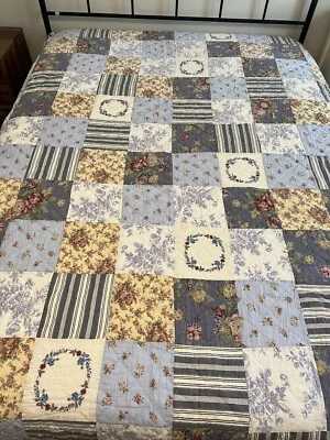 Rachel Ashwell Treasures King Size Patchwork Embroidered Quilt 103" x 90" - Image 1 of 4