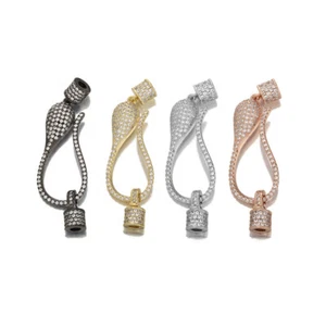 4 Colors Copper Rhinestone Snake Hook Clasp 2.8mm Hole Jewelry Bracelet Findings - Picture 1 of 6