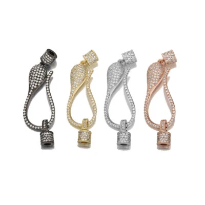 4 Colors Copper Rhinestone Snake Hook Clasp 2.8mm Hole Jewelry Bracelet Findings - Image 1 of 2